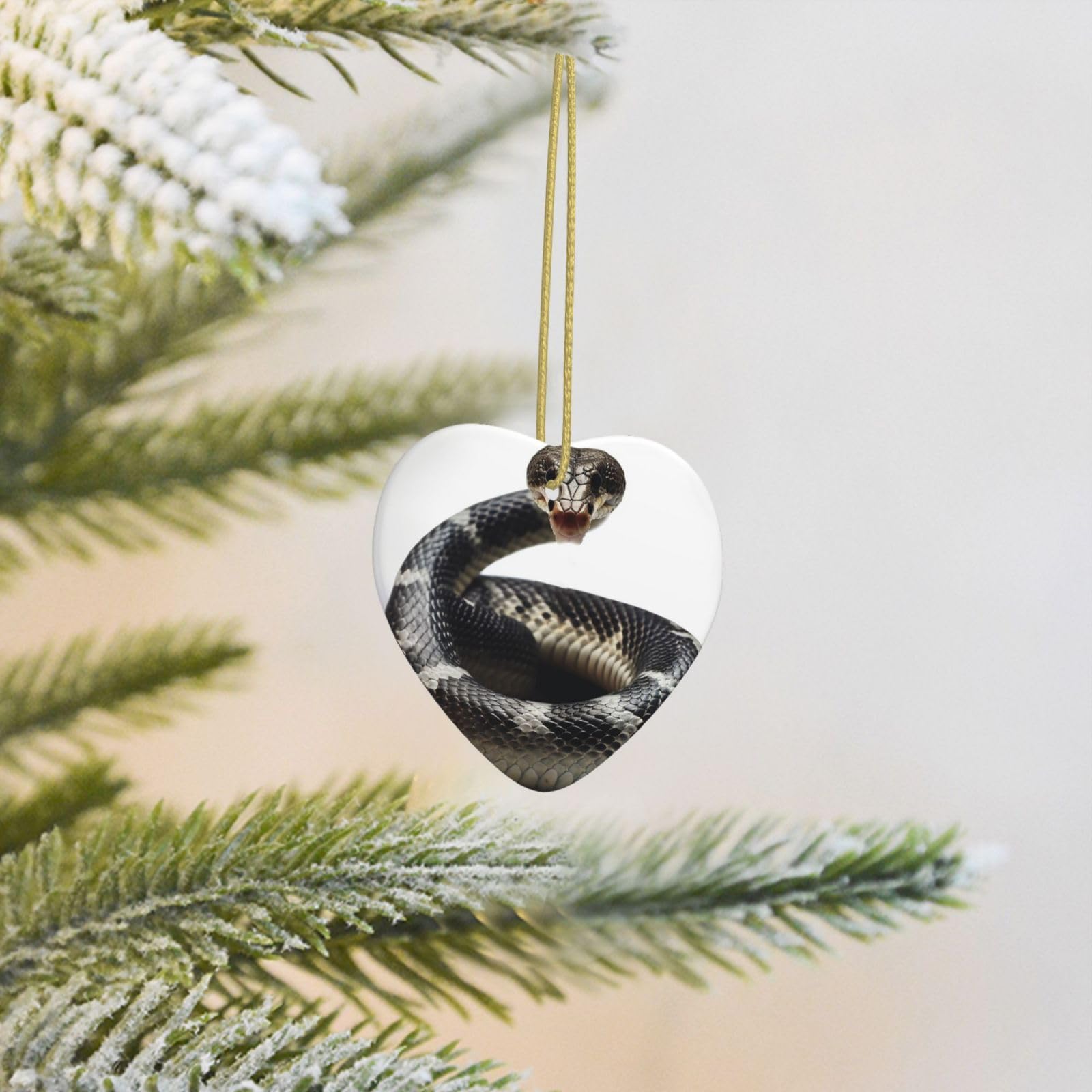 2025 Christmas Tree Decoration Hanging Heart Ornament Cobra Snake Ceramic Ornaments Christmas Tree Decorations Round Pendants for Xmas Tree Winter New Year Party Supplies