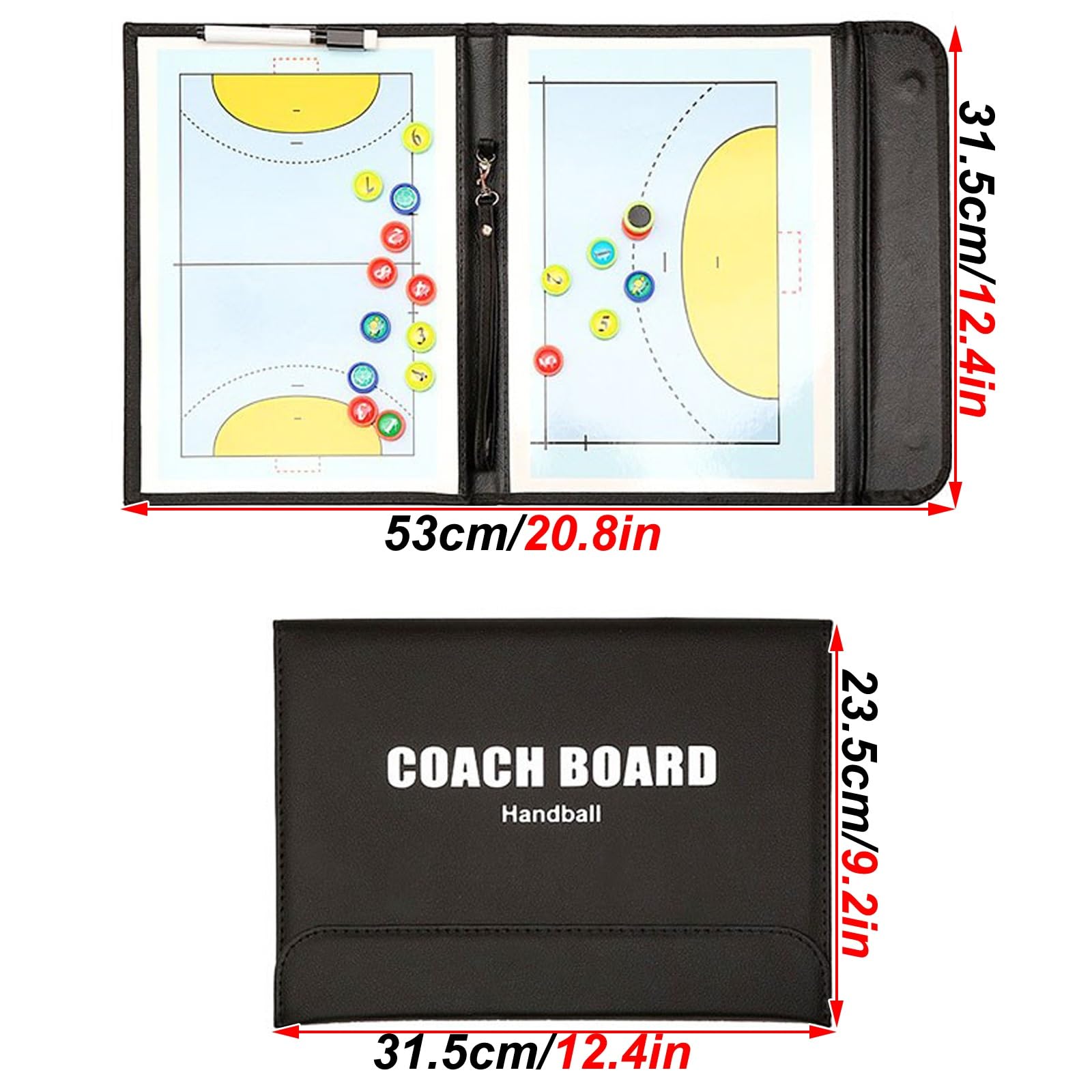 Pizarra Balonmano Entrenador, Pizarra Magnetica Balonmano, Accesorios Completos, Diseño Plegable, Fácil de Transportar, para Enseñanza