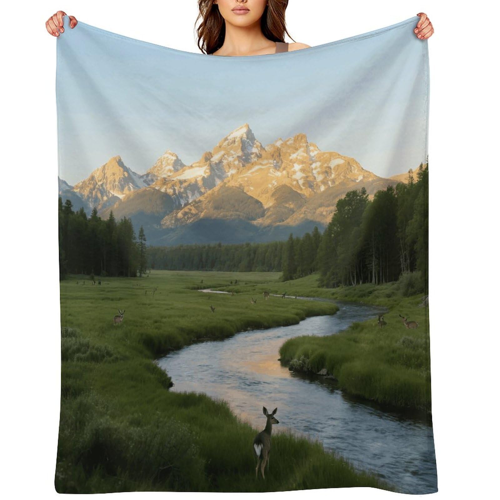 Teton Peaks Throw Blanket for Couch and Bed Super Soft Warm Lightweight Throw Blankets Cozy Fuzzy Flannel Blanket Personalized Decorative Blankets for Sofa Decor 30"x40"