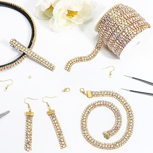 Miniatura 57 de Cadena de diamantes de imitación de cristal para manualidades, cadena de cierre de diamantes de imitación para hacer joyas, pasteles de boda, ramos