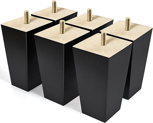 AORYVIC Patas para muebles, patas de sofá de madera de 5 pulgadas, paquete de 6 patas de repuesto para sofá, patas negras para seccional, cómoda,