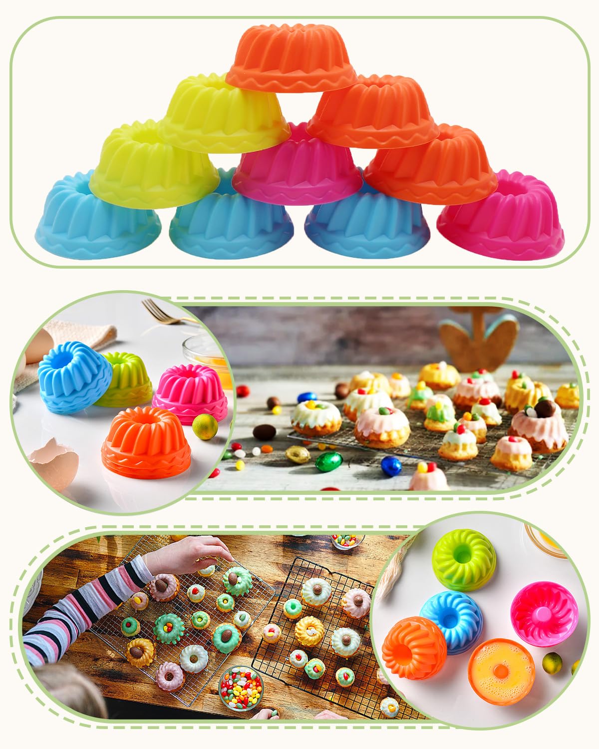 Lot De 2 Moules à Mini Donuts/kouglof En Silicone - 6 Cavités, Antiadhésif, Résiste -40°C à 230°C | Pour Pâtisserie
