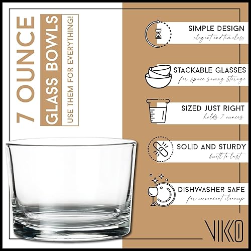 Miniatura 7 de Vikko Vasos Bodega apilables, vasos de degustación de 7 onzas, cuencos pequeños de vidrio, tazas de postre de vidrio, tazas de natillas, cuencos de
