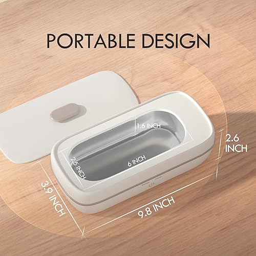 Miniatura 7 de Marsflex Máquina limpiadora ultrasónica de joyas, 47 KHz, portátil, máquina ultrasónica con 2 modos de 10.18 onzas líquidas para gafas domésticas,