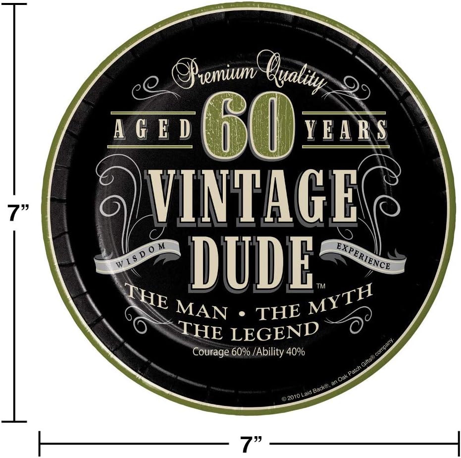 Creative Converting Vintage Dude 60th Birthday Dessert Plates, 24 ct