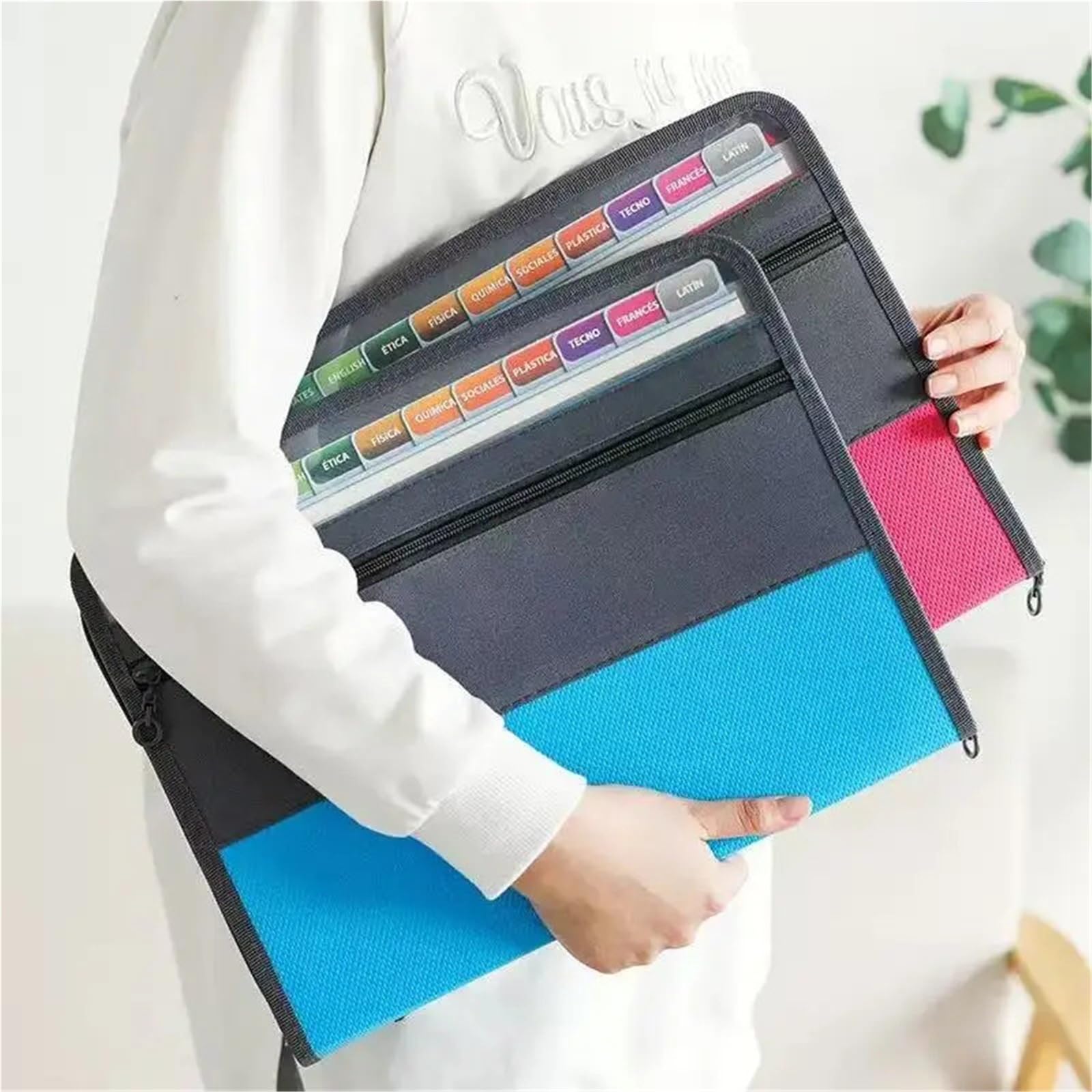 Porta Documenti Accordion File Folder Organizer | 13-Pocket Expanding File with Zipper and Pencil Pouch, for School Office(Black)