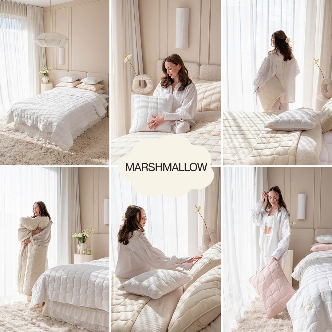 ROOM99 Marshmallow Elegante copriletto in grigio chiaro, 220 x 240 cm