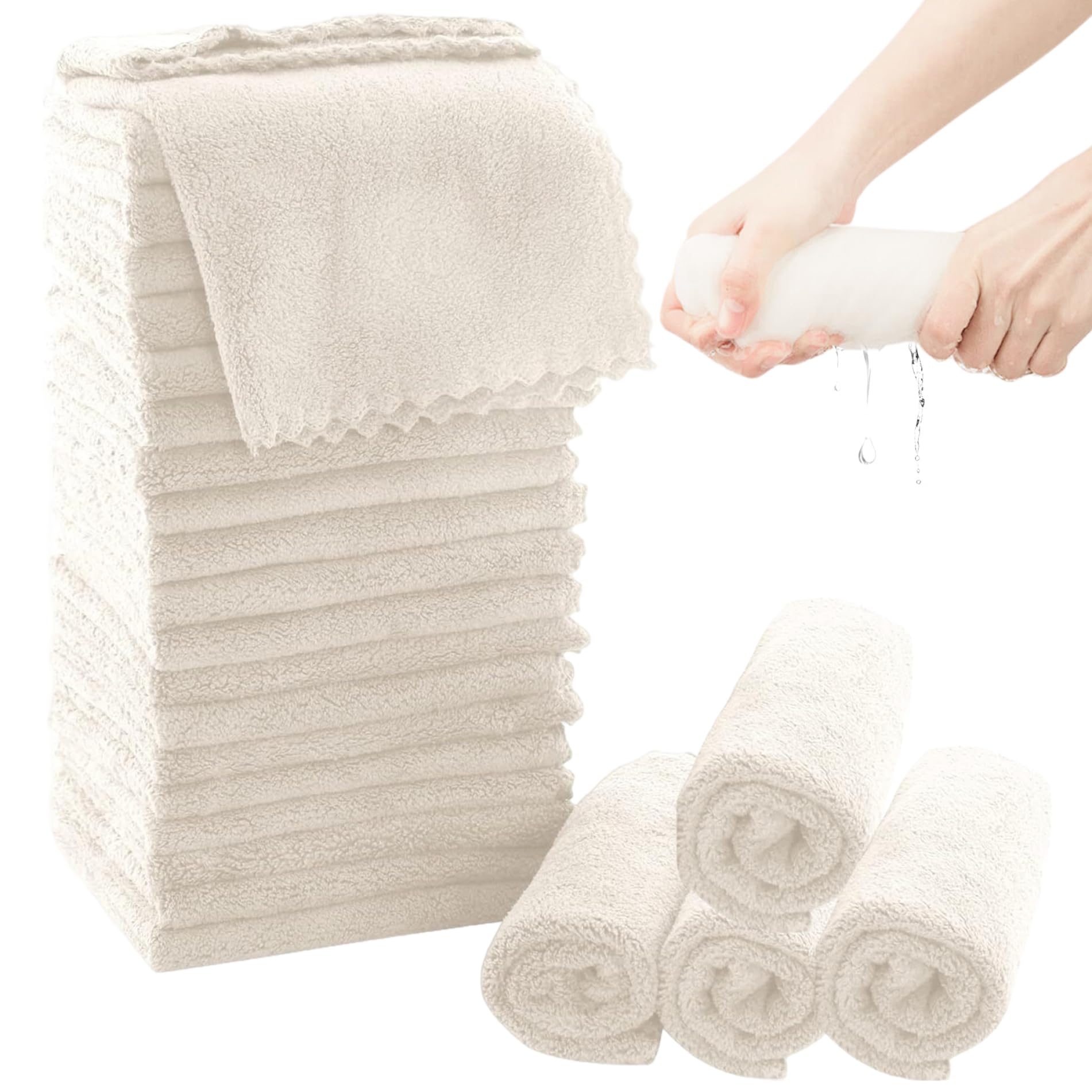 Toallas de mano pequeñas absorbentes pack de 24 toallitas de forro polar coral de secado rápido