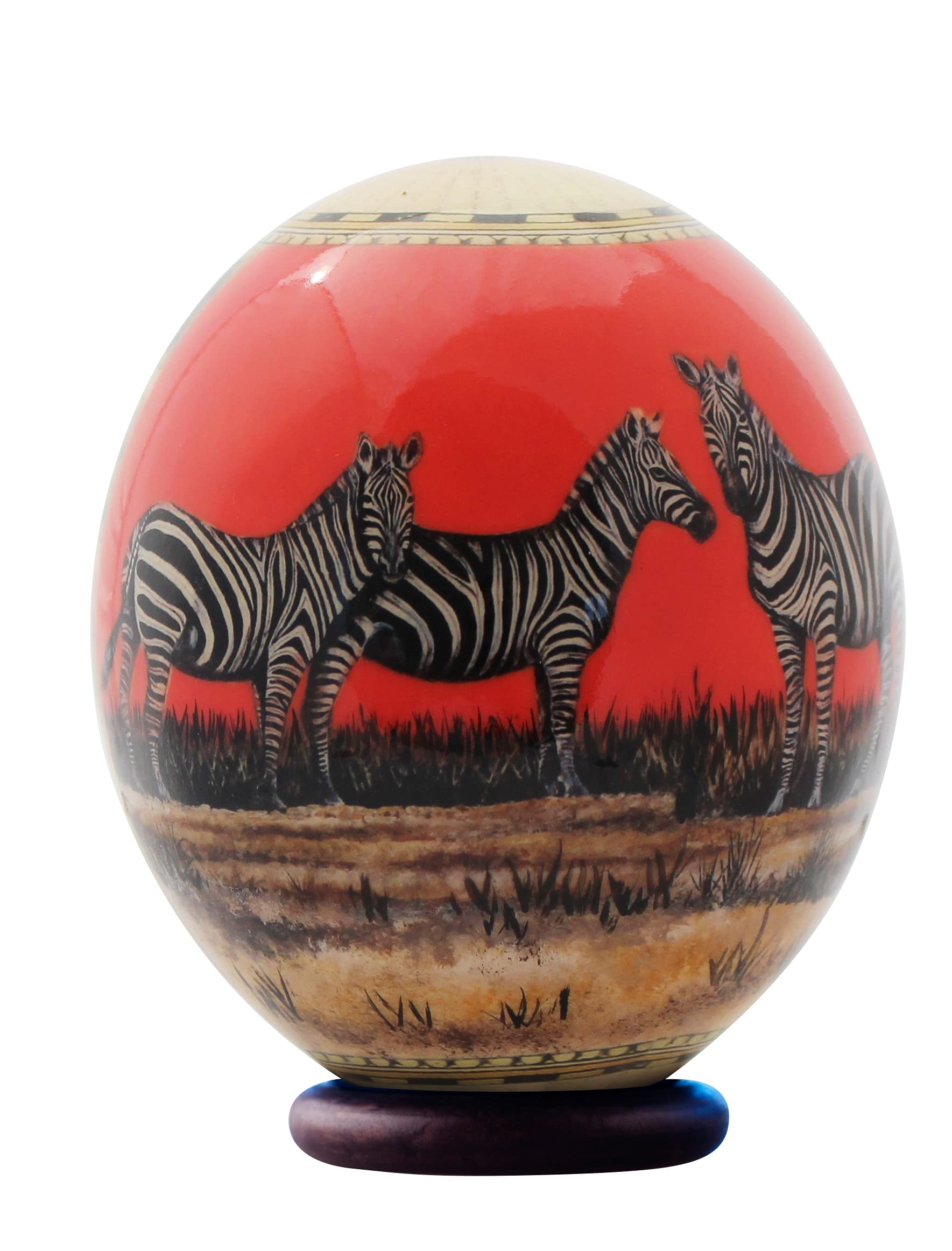 Decoupage rotes Zebra-Straußenei mit Karte