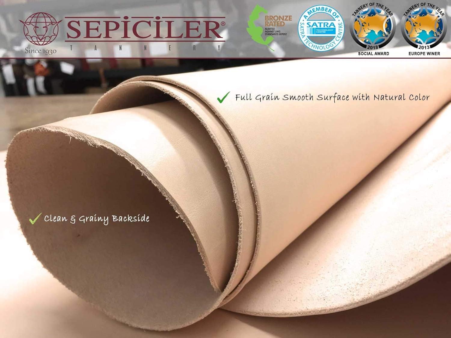 Sepici Leather | Vegetable Tanned, 7/9 Oz. (2.8-3.6 mm) Natural Pre-Cuts Pieces for Tooling, Engraving, Crafting, Molding & Carving by Sepici Leather. (12"x24")