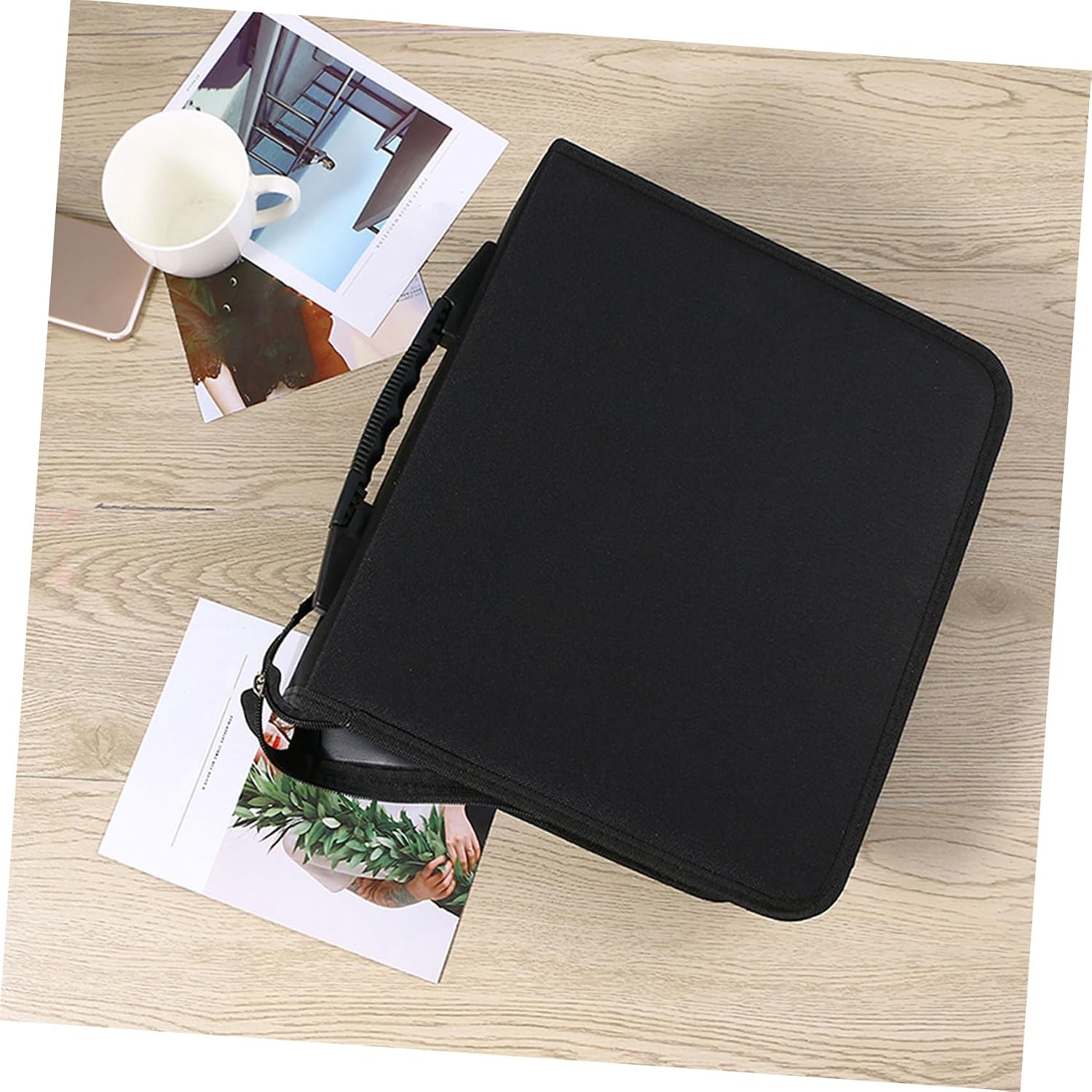 Alipis Large Capacity Portable CD DVD Wallet Holder Bag for 320 Discs Sturdy Organizer Storage Case in Black Zipper and Carrying Handle for Music and Movie Collections