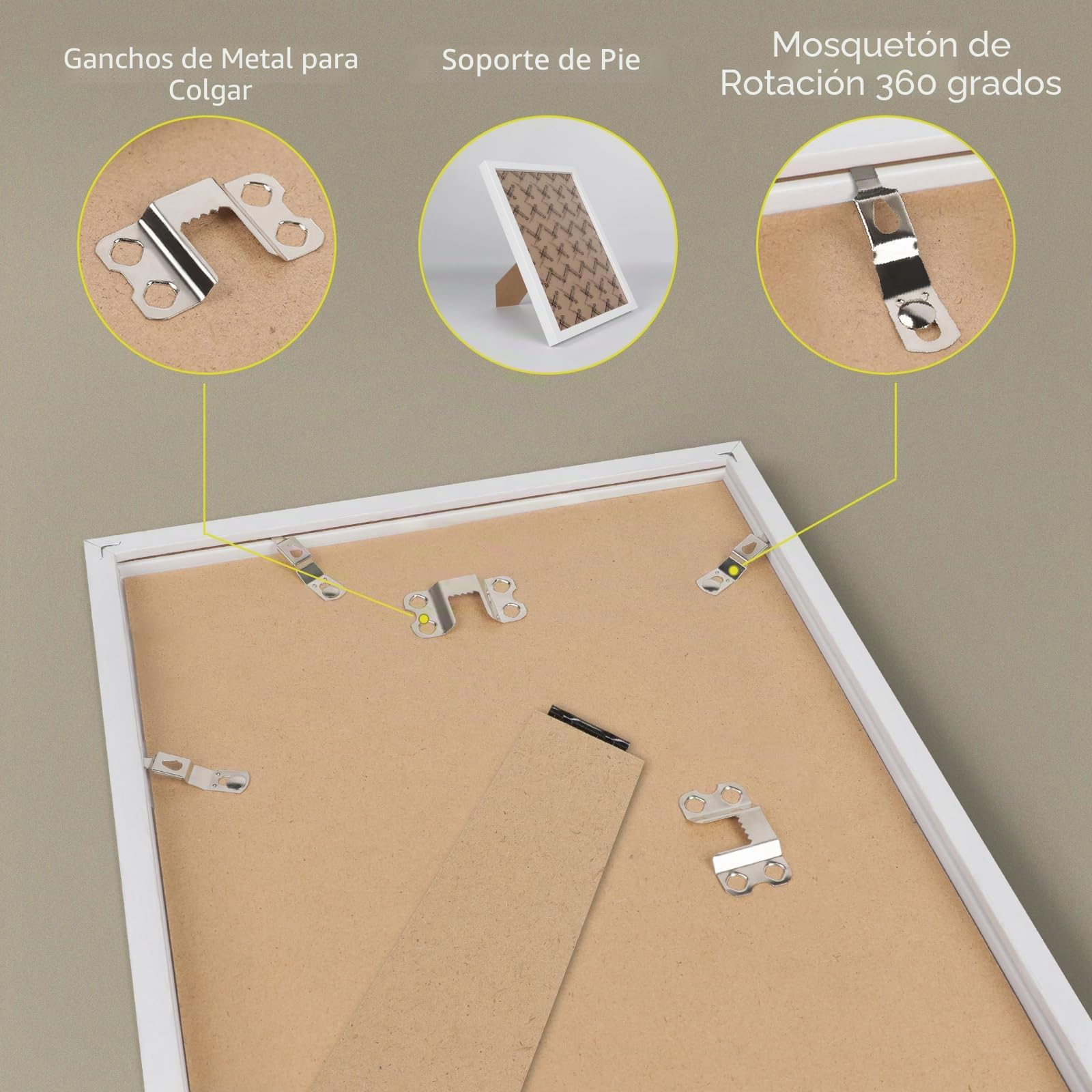 4 Pack 20X30cm Marco de Fotos, Blanco A4 Marco Madera MDF Natural, set de 4 Marcos Para Pósteres, Cristal Acrílico, Para fotos, Láminas y Pósteres