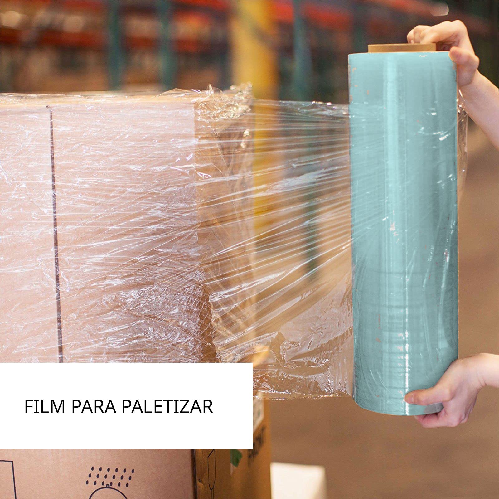 OFITURIA Rollo Film Elástico de Plástico Estirable Transparente 70% Reciclado, 50 cm Extensible 300 m, Largo Protector de Embalaje Industrial Resistente para Embalar y Paletizar, 18 Rollos, COM0412