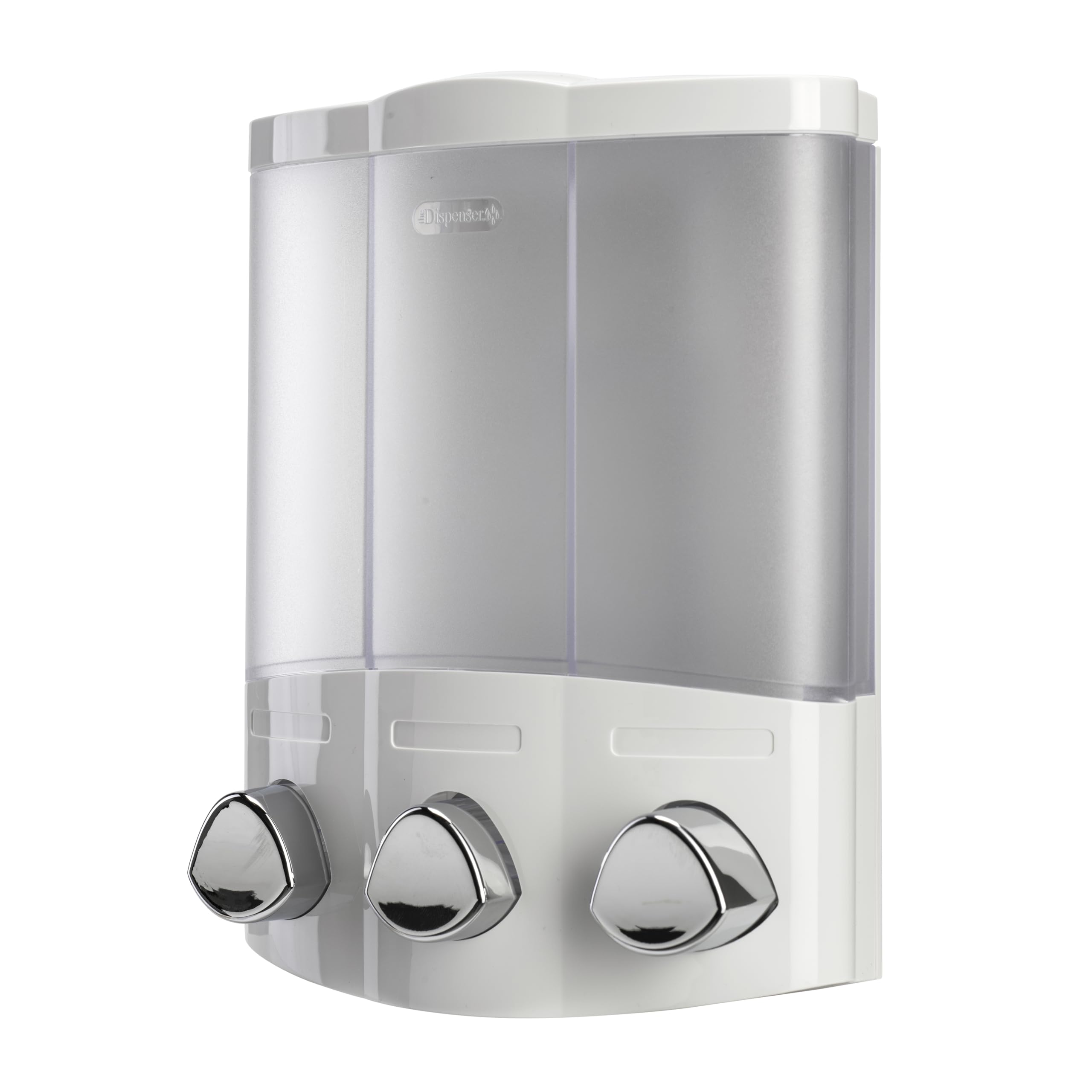 Croydex Wall Mounted Soap Dispenser - Eliminates Shower Clutter, Easy to Refill and Has a Pre-Measured Pump for Your Shower Gel, Shampoo and Conditioner, Mount On Corner or Flat Wall (White, 3x450ml)