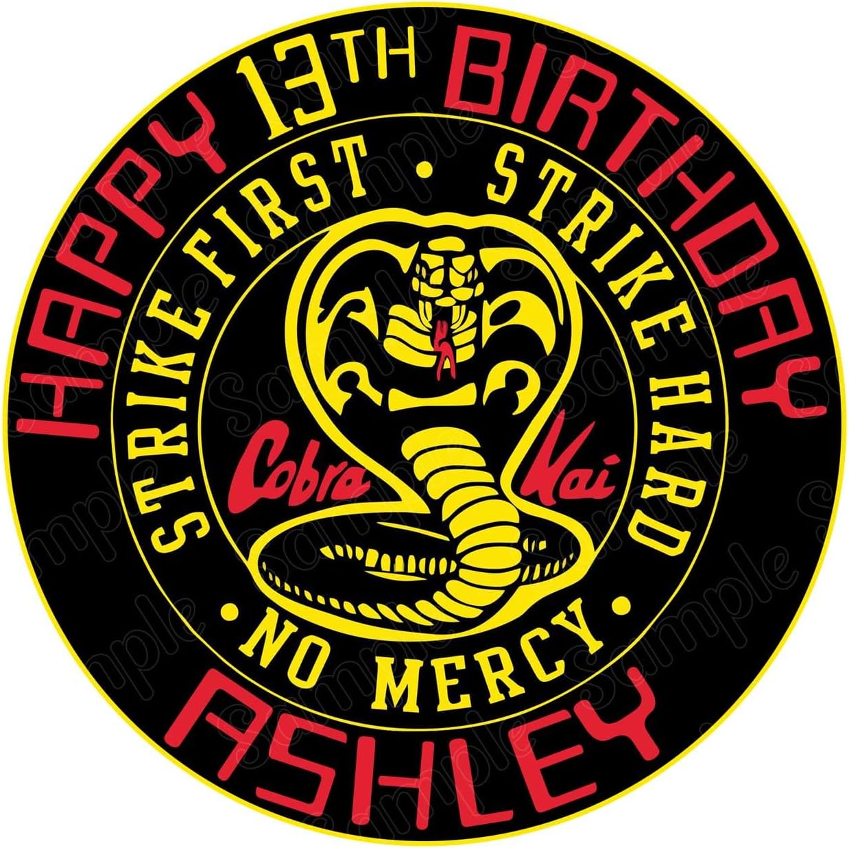 Cakecery Cobra Karate No Mercy Edible Cake Topper Sheet Image Print Round
