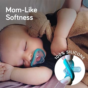 Nanobebe Baby Pacifiers 0-3 Month - Orthodontic, Curves Comfortably with Face Contour, Award Winning for Breastfeeding Babies, 100% Silicone, Baby Registry Gift 8pk, Pink/Grey/Sage/White