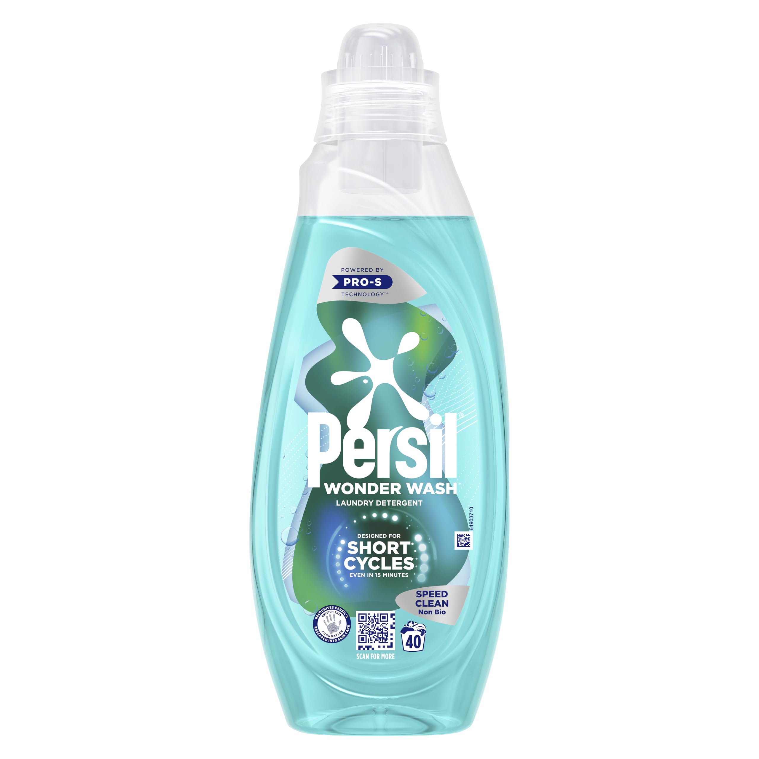 Persil Wonder Wash Speed Clean Non Bio Liquid Detergent Fast-Acting Formulation with extraordinary fragrance designed for the shortest washing cycles 1.08 L (40 Washes)