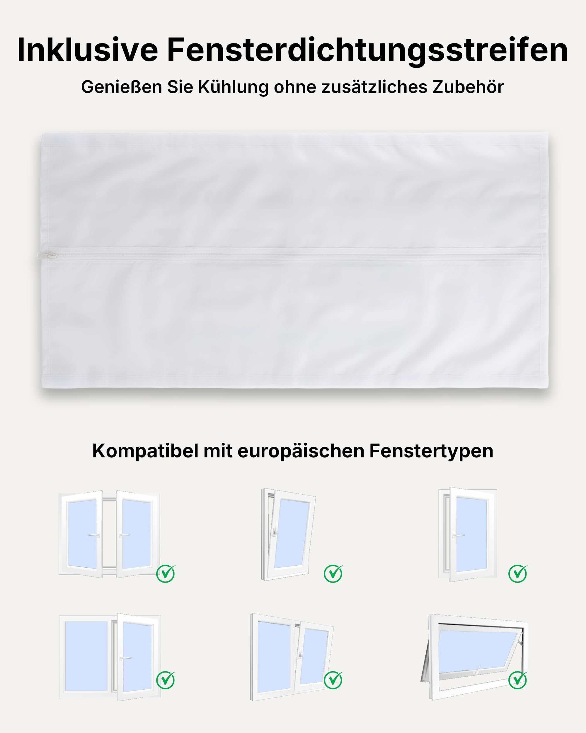 Mobile Klimaanlage 7000BTU 2,0Kw mit Abluftschlauch | 3-in-1 Mobiles Klimagerät | Fensterabdichtung | APP-Steuerung + Fernbedienung | Leiser Betrieb | 24h-Timer | Für Räume bis 20m²