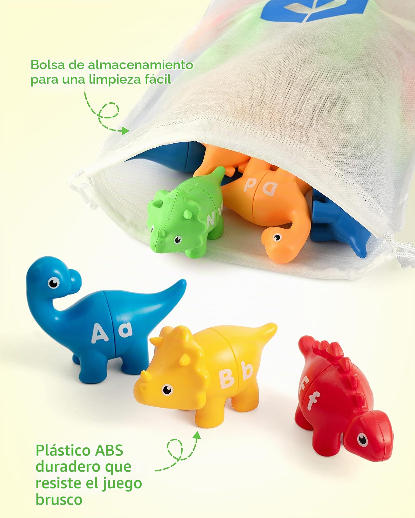 Coogam Matching Letters Juguete de motricidad fina, 26 PCS Double-Sided ABC dinosaurio alfabeto juego con letras mayúsculas minúsculas, juguetes educativos Montessori preescolar educativos para niños
