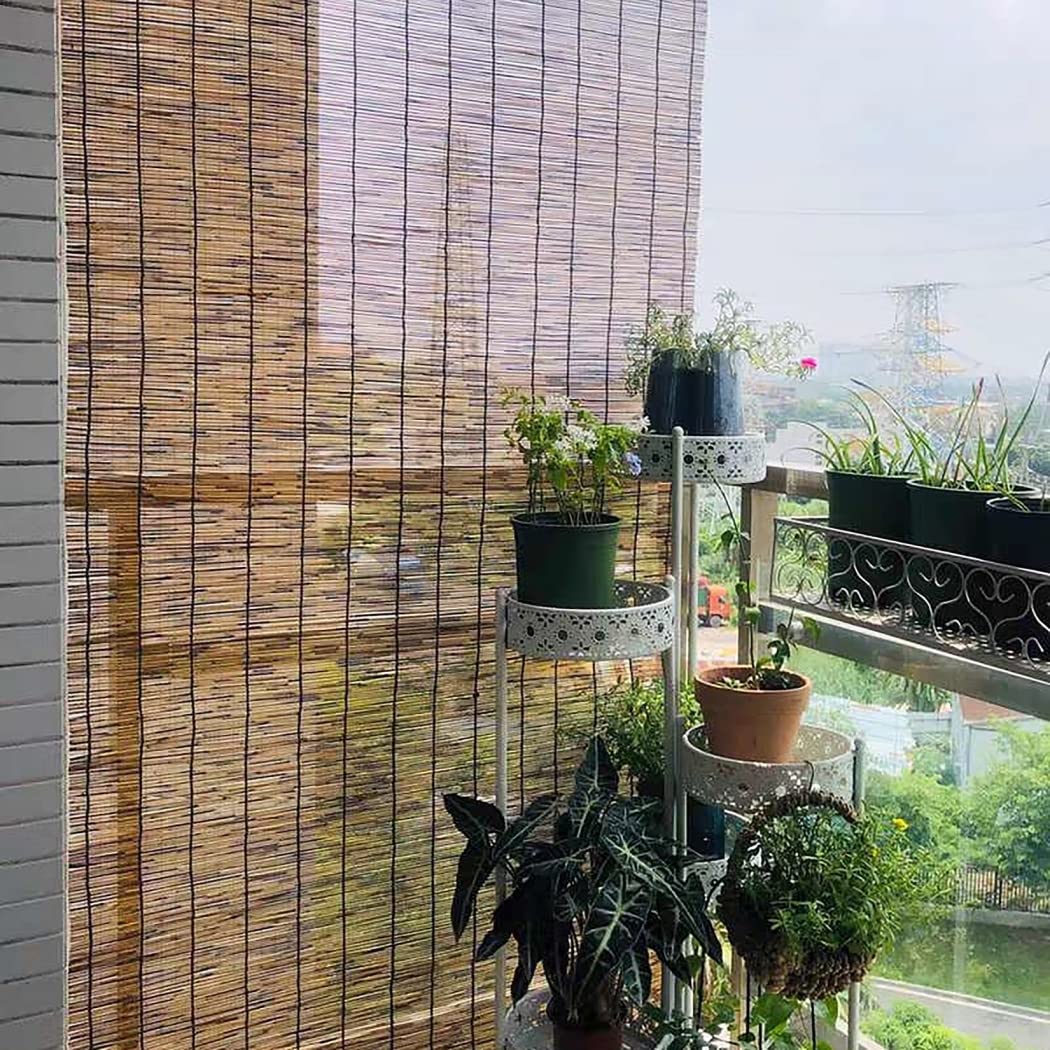 Zasłona trzcinowa retro, karbonizacyjne żaluzje zaciemniające, rolety z filtrem światła, wodoodporne, oddychające, na balkon, do ogrodu, na taras, okna, możliwość personalizacji, szer. 85 x wys. 140 cm