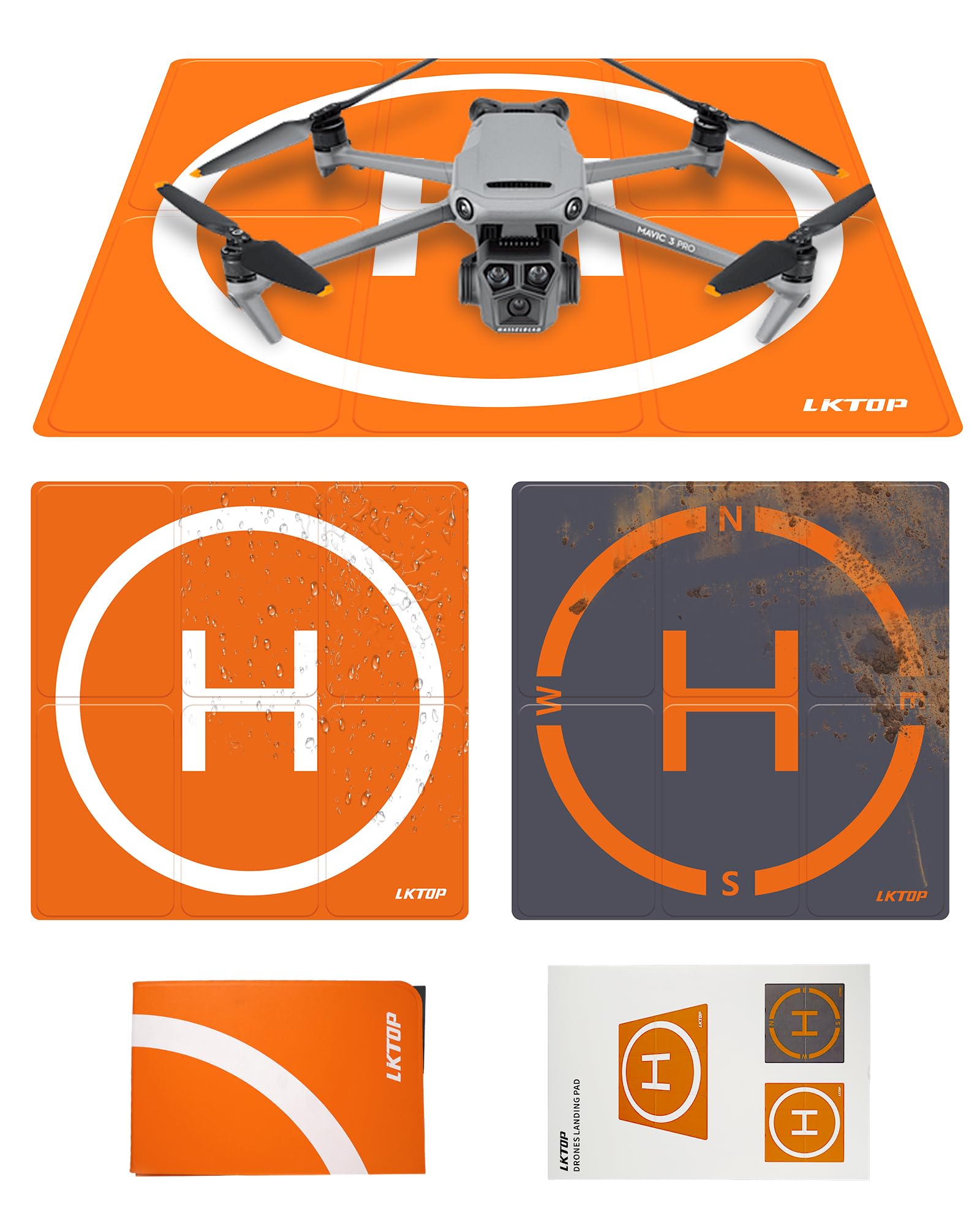 Drone Landing Pad Weighted Foldable for DJI/Specta Drone, Double-Sided Waterproof Helipad Large Landing Mat, Compatibility: DJI/Specta Mavic/Air/Mini/Avata/FPV Series Accessories (26 inch/65 cm)