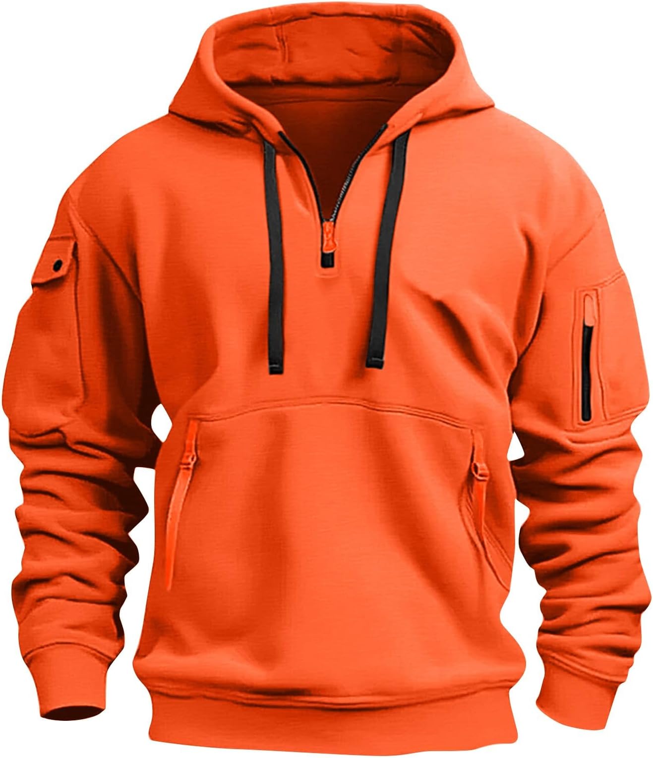 Hoodies for Men Quarter Zip Hoodie Lightweight Sweatshirt Pullover Oversized Hooded Tshirts with Pocket