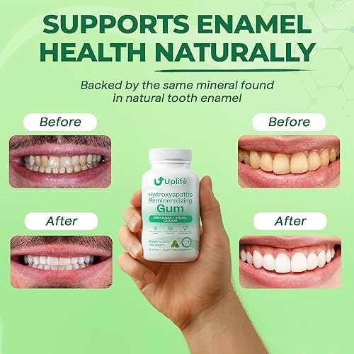 Miniatura 6 de Uplife Goma de mascar remineralizante de hidroxiapatita - Goma de mascar de xilitol sin azúcar - Apoya la salud oral diaria y el aliento fresco -