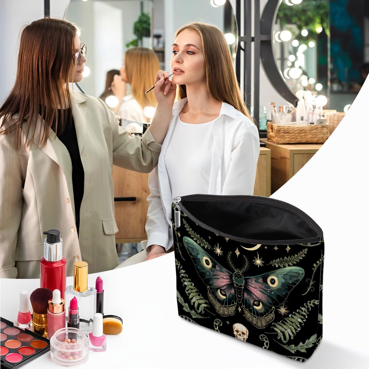 Night Butterfly Moth Makeup Bag, Butterfly Gifts Cosmetic Bag Gothic Travel Pouch, Witchy Gifts for Women Girls Daughter Sisters Coworker Friends Bestie Friendship Graduation Birthday Gifts - Image 5