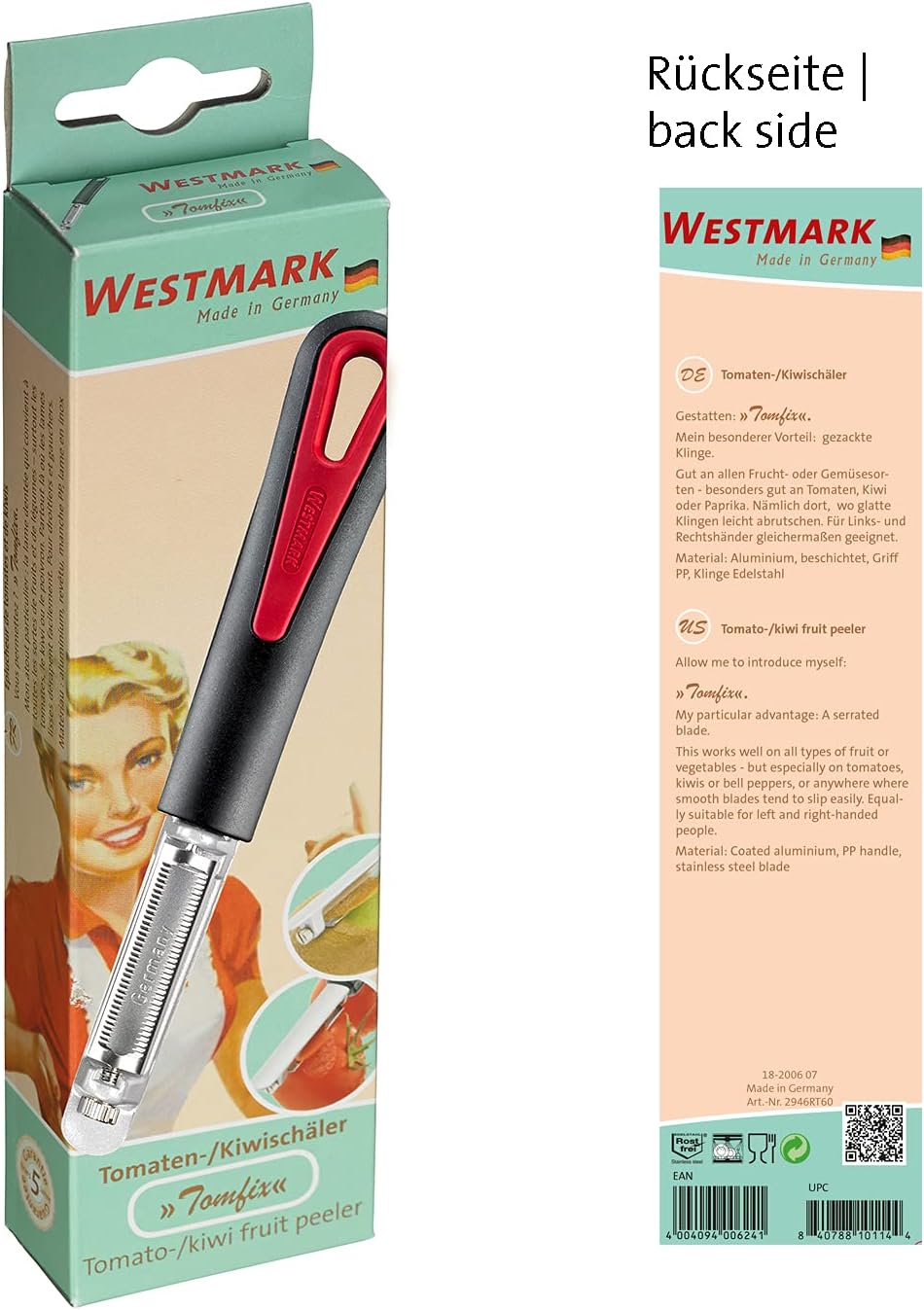 Westmark 6046RT60 Tomato/Kiwi Fruit Peeler "Tomfix Retro-Look", Black/Silver