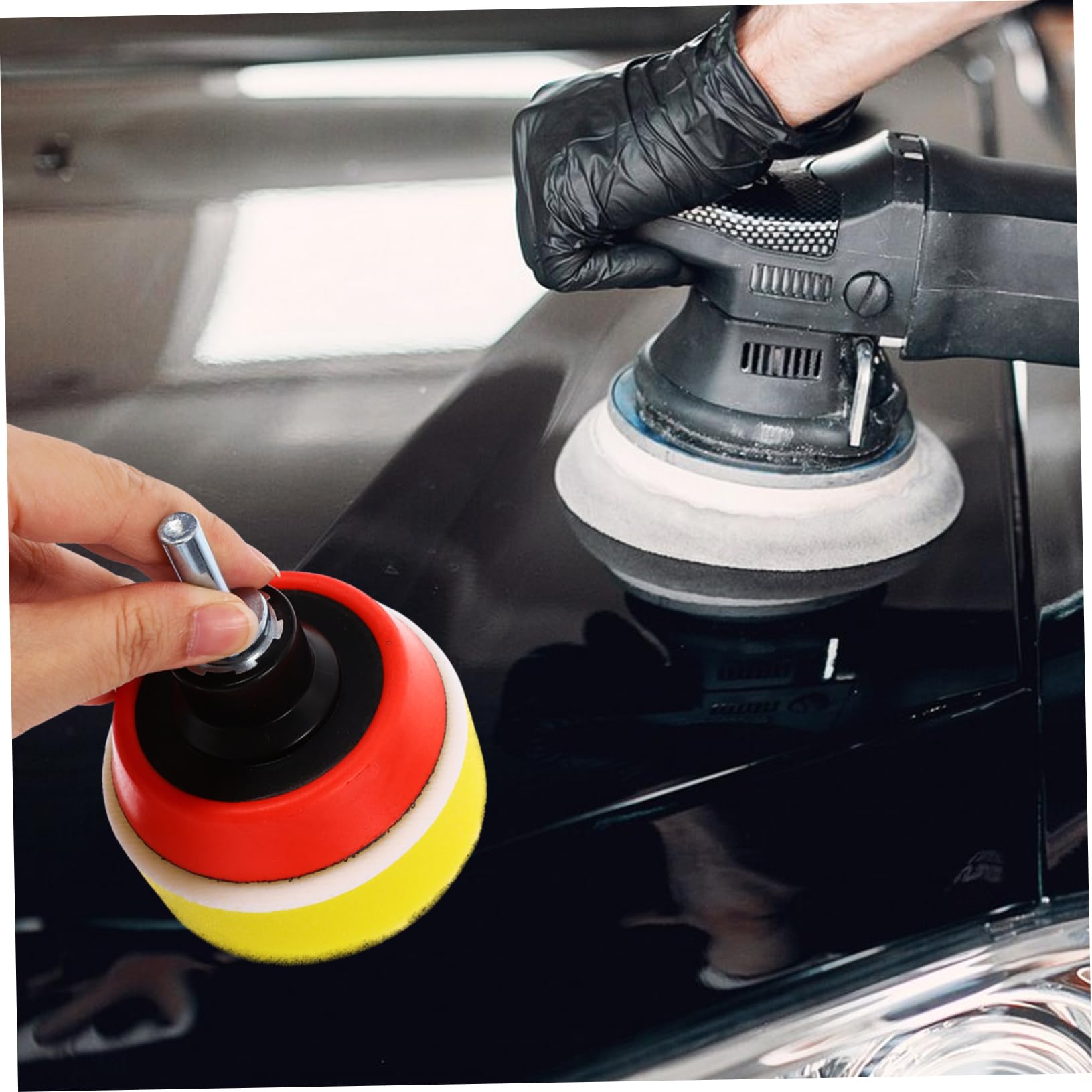 iplusmile Tampone in Spugna Per Auto Kit Di Tamponi Lucidanti Per Trapano Ceratura Piatta Autoadesiva e Ruote Per