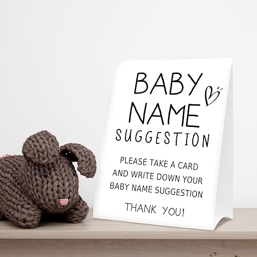 Miniatura 10 de Baby Shower Games - Letrero de sugerencia de nombre de bebé, cartel de papel kraft de 5 x 7 pulgadas y 50 tarjetas de sugerencia de nombre, revelar