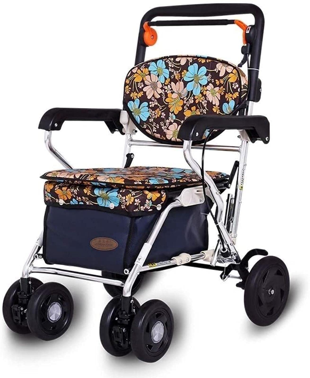 Rollator Walker Rama do chodzenia Standardowy chodzik Rollator 4 koła Rollator do chodzenia, składana pomoc w chodzeniu, siedzisko z regulacją wysokości Chodzik dla osób starszych Tęsknota za