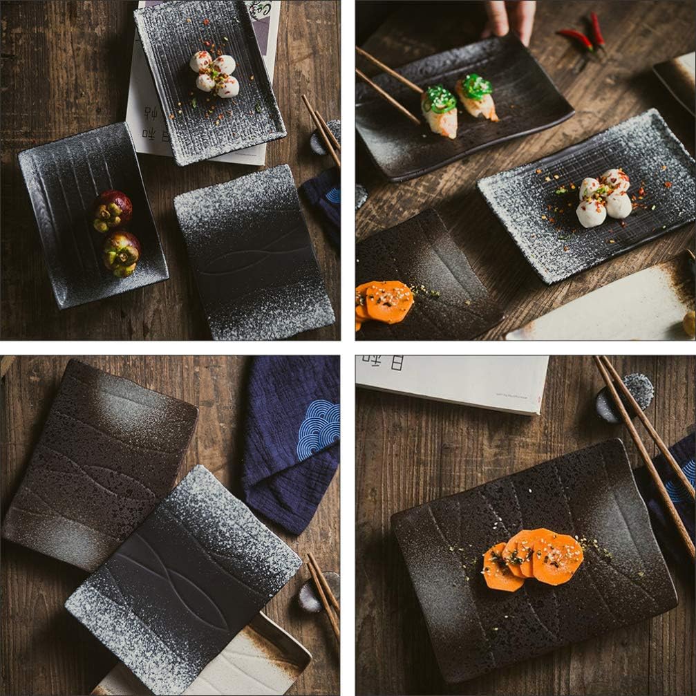 Hemoton 2pcs Ceramic Sushi Serving Tray Rectangular Sushi Platters Japanese Porcelain Serving Plates for Sushi Salad Pasta Cheese Appetizer