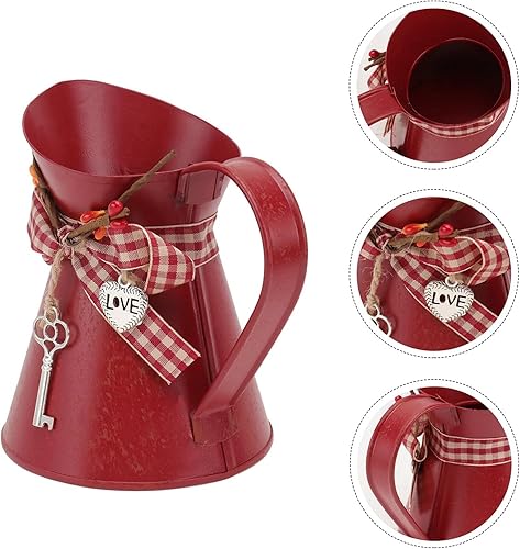 Miniatura 9 de Vaguelly Cubos de flores galvanizadas Jarrón francés rústico pequeño florero cubos de flores de metal floreros Bowknot Flores Jarrón Jarrón de