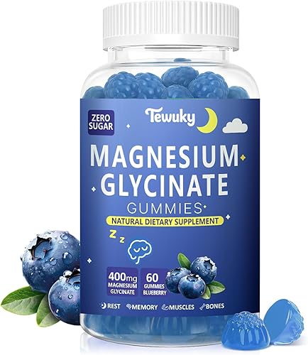 Gomitas de glicinato de magnesio 400mg - Gomitas veganas sin azúcar para adultos y niños con vitamina D3, B6, C, CoQ10, colágeno, zinc - Apoyo para