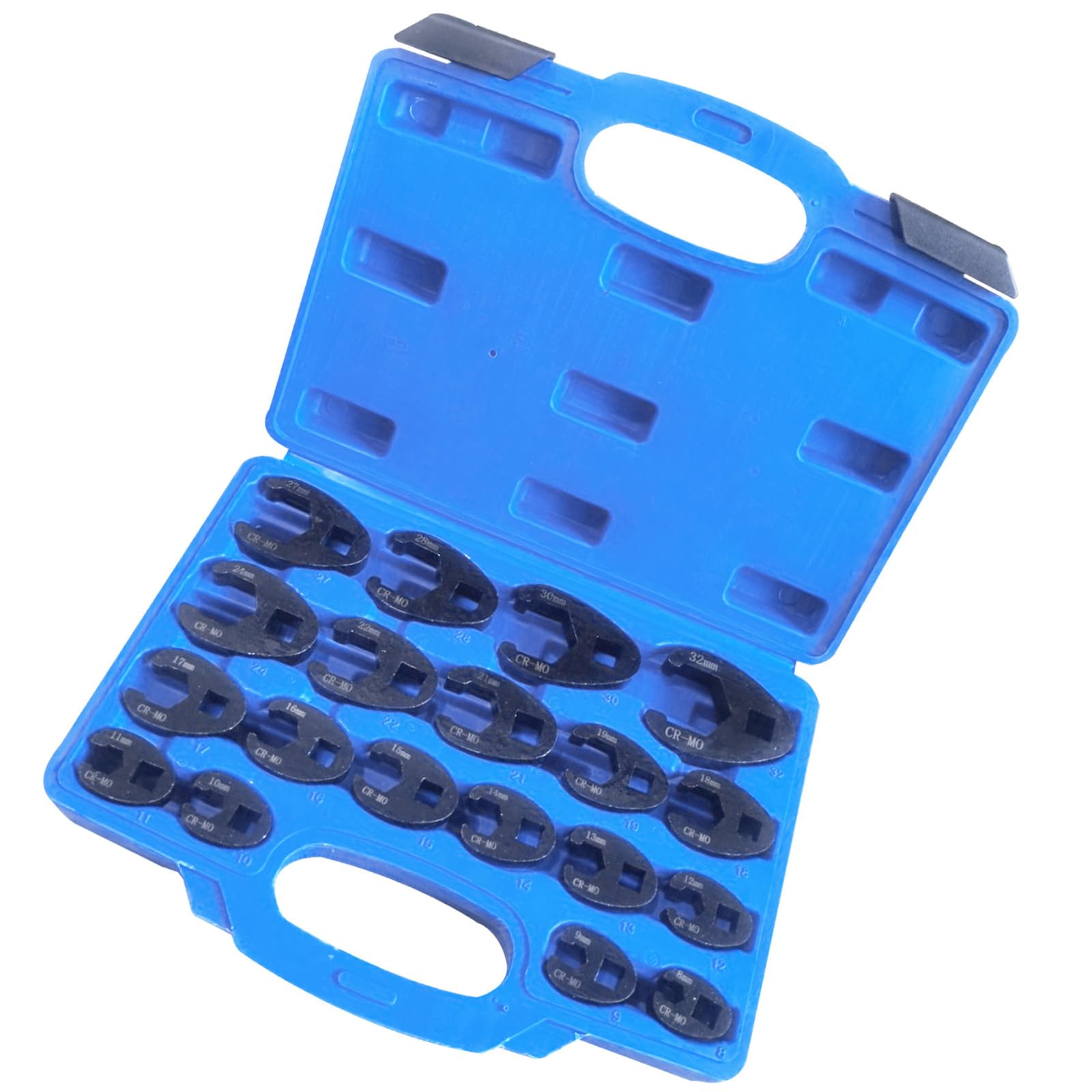 YHAILI 19/15Piece Open End Wrench Set Metric Crowfoot Wrench For Automotive Repair Mechanical Maintenance With Storage Case