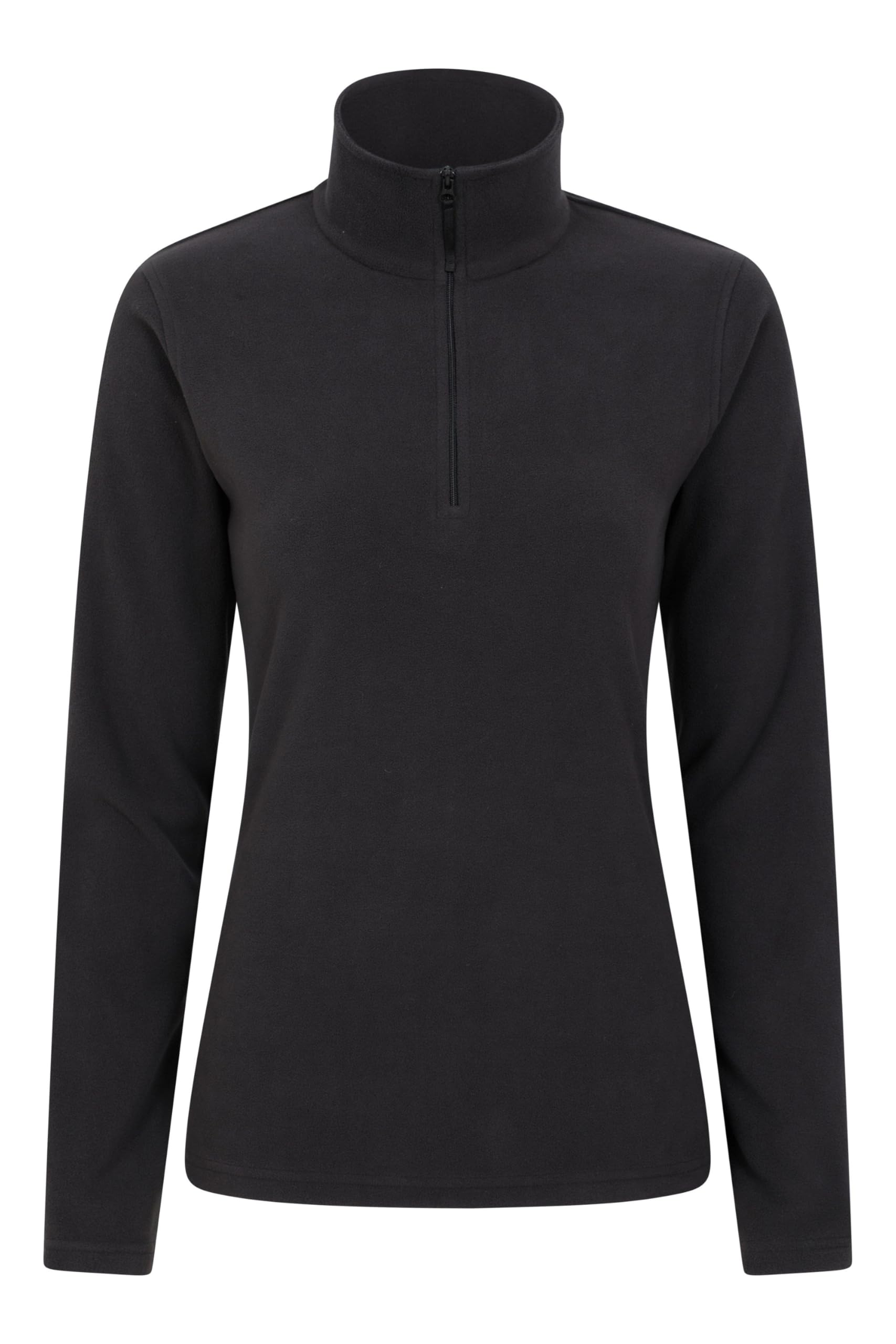 Mountain Warehouse Women's Black (Plain) Camber Half Zip Fleece - Lightweight, Warm & Cosy Half Zip Sweatshirt - Best For Spring Summer, Camping, Outdoors, Travelling & Hiking Xxs