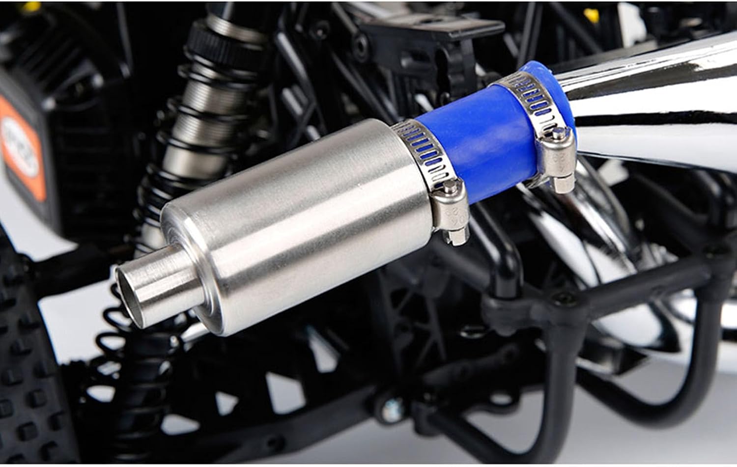 FLMLF Rc Car Silencer Muffler Pipe Kit for 1/5 HPI ROFUN ROVAN KM Baja 5B 5T 5SC Losi 5ive-t T MCD DBXL FS Buggy Rc Boat Parts (Red Blue)
