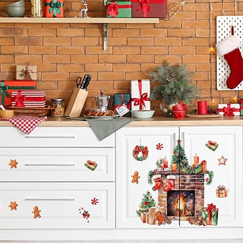 Miniatura 5 de Yovkky Calcomanías de pared con texto en inglés Merry Christmas, letrero de árbol de Navidad, decoración de perro de vacaciones máximo, invierno,