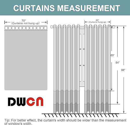 Miniatura 7 de DWCN Cortinas opacas 100% grises de 84 pulgadas de largo para dormitorio con forro negro, doble capa con aislamiento térmico, paneles de cortina