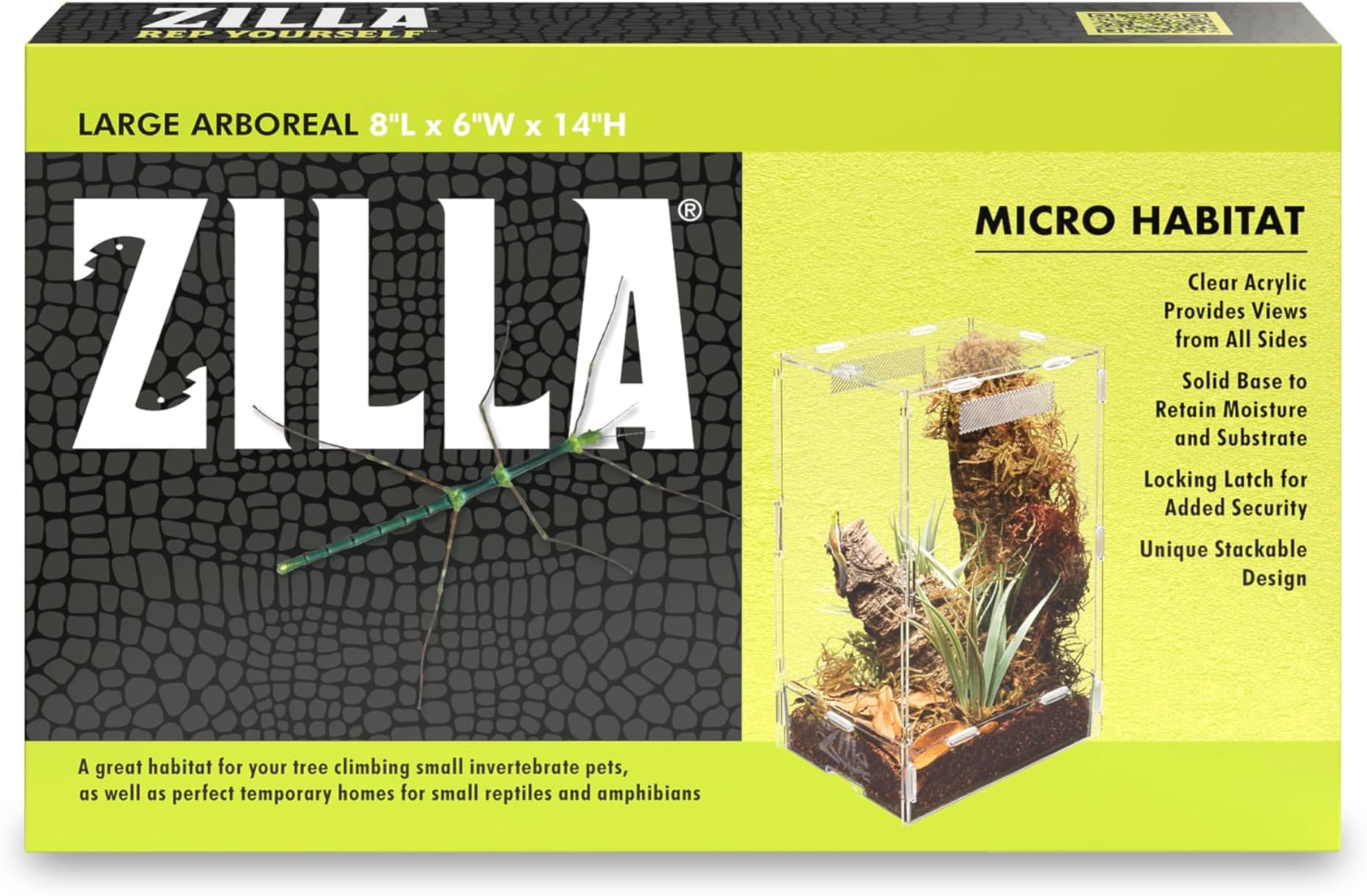 ZILLA Micro Habitat Terrariums with Locking Latch, Arboreal, Large
