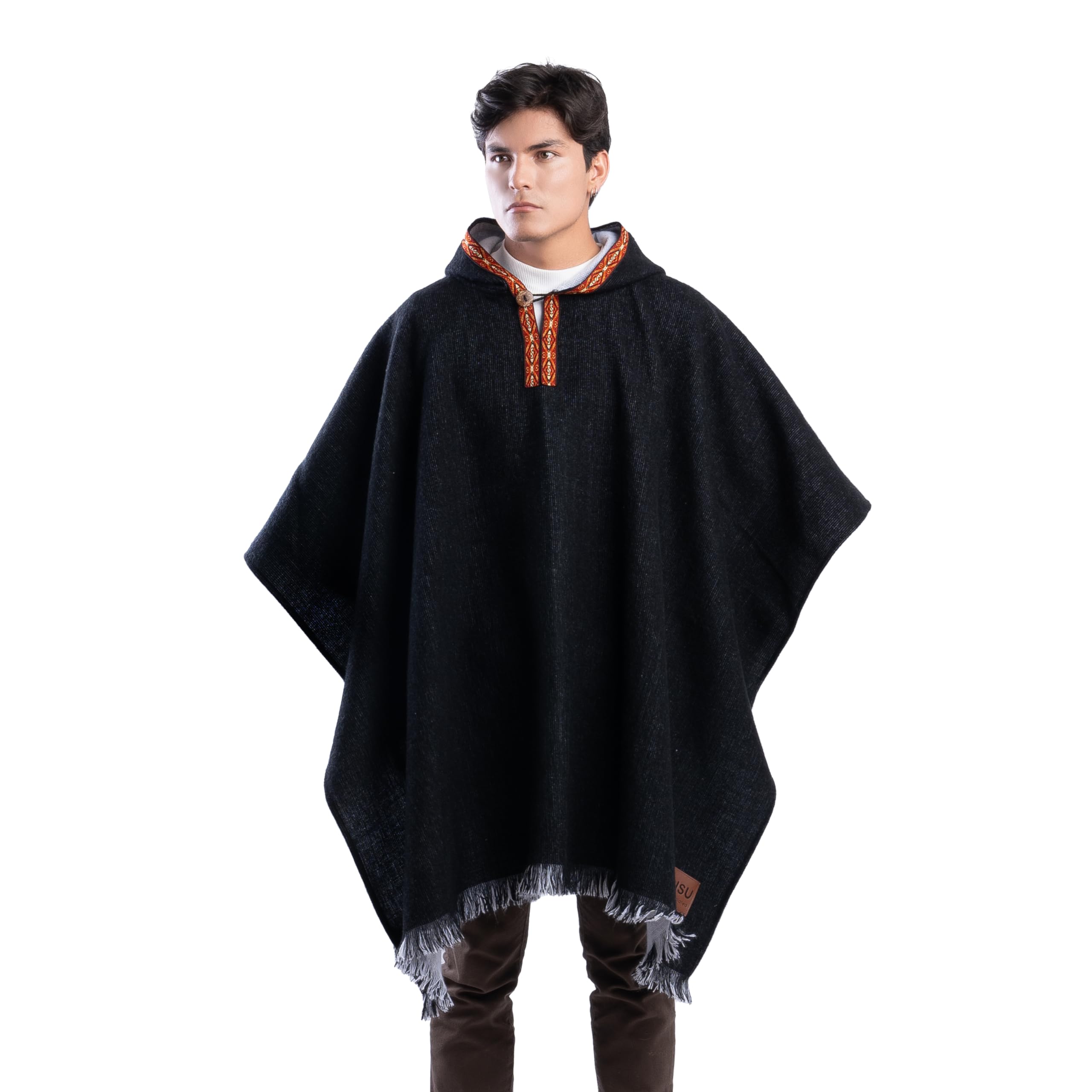 ISKAY Alpaca Wool Poncho Luxuriously Soft, Thick & Warm, Lightweight & Breathable, Durable Artisan Handwoven Wool Blend Unisex Poncho, Ethically Sourced, 43”x 70”(Llama Loft)