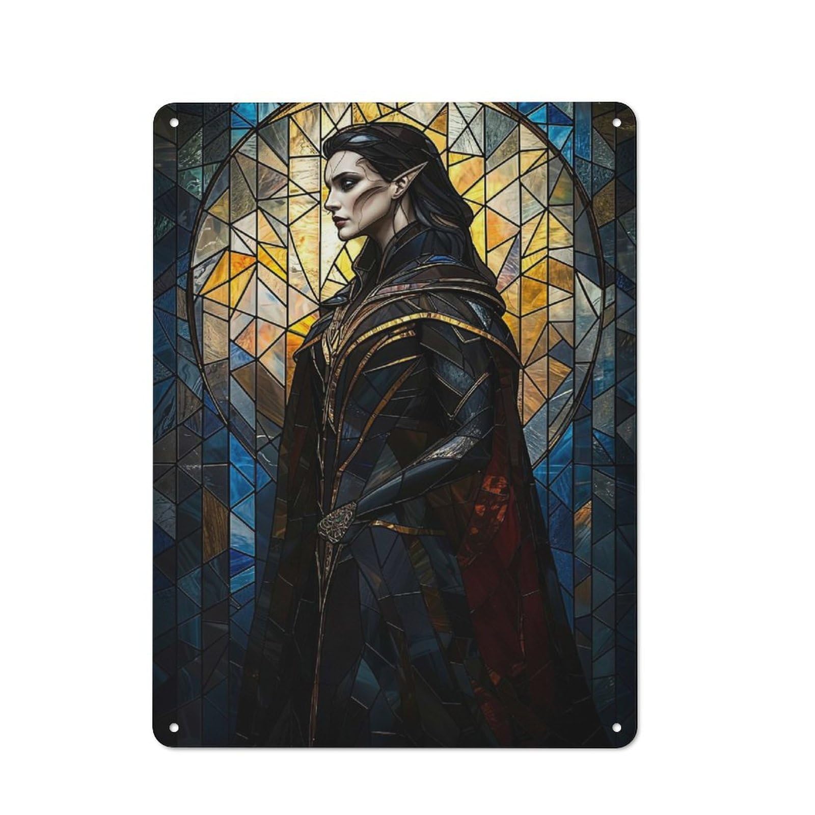 Junmoney Vampire Stained Glass Vintage Tin Sign 40X30cm With For Guest Room Or Hallway, For Collectors Decorating Guest Rooms And Hallways
