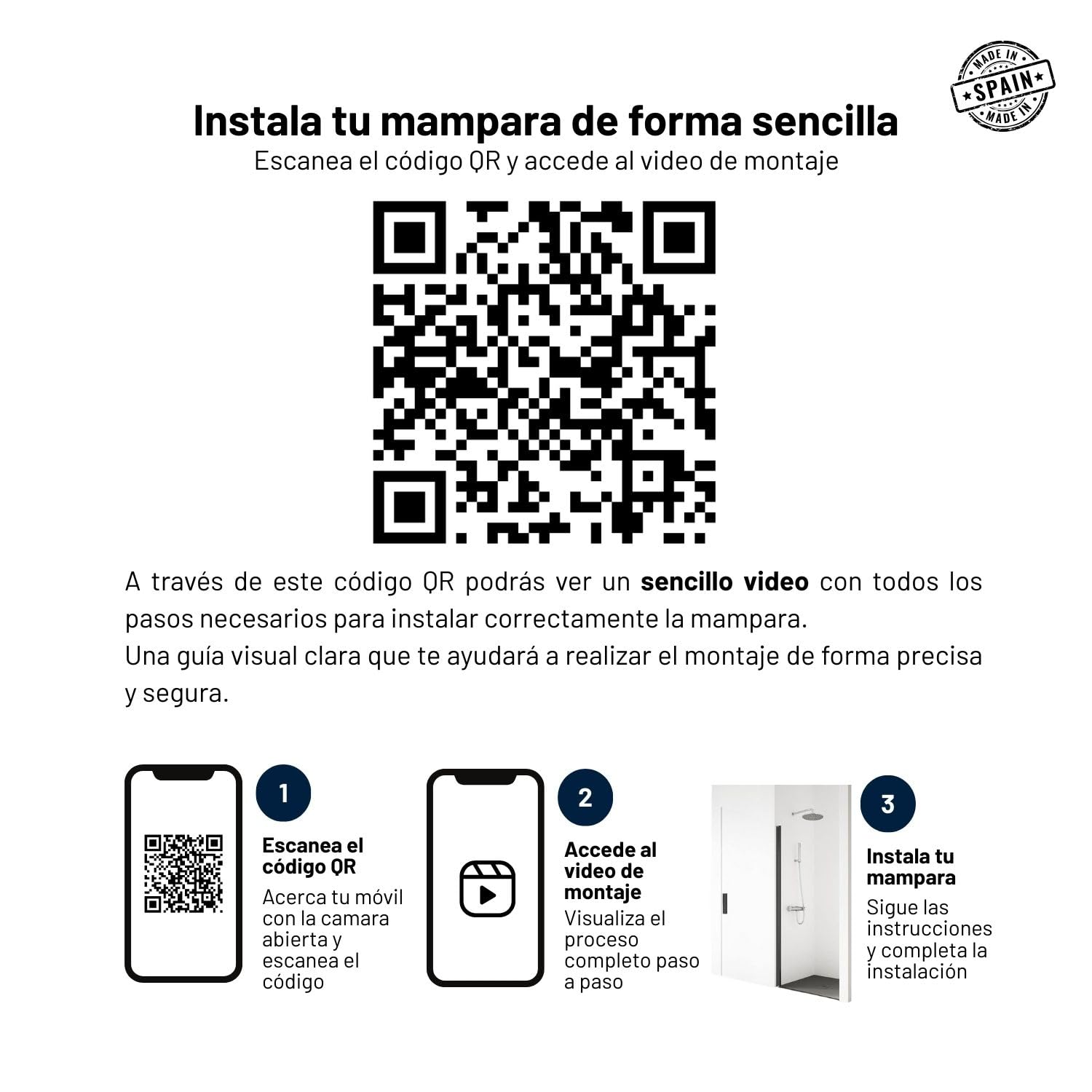 Mampara de Ducha Abatible SERIE 200 - Medida Adaptable de 77-81 x195 cm - Vidrio Templado, Antical, Transparente de 1 Hoja de 6 mm - Panel de Ducha con Perfil de color Plata Brillo - REALSHOWER