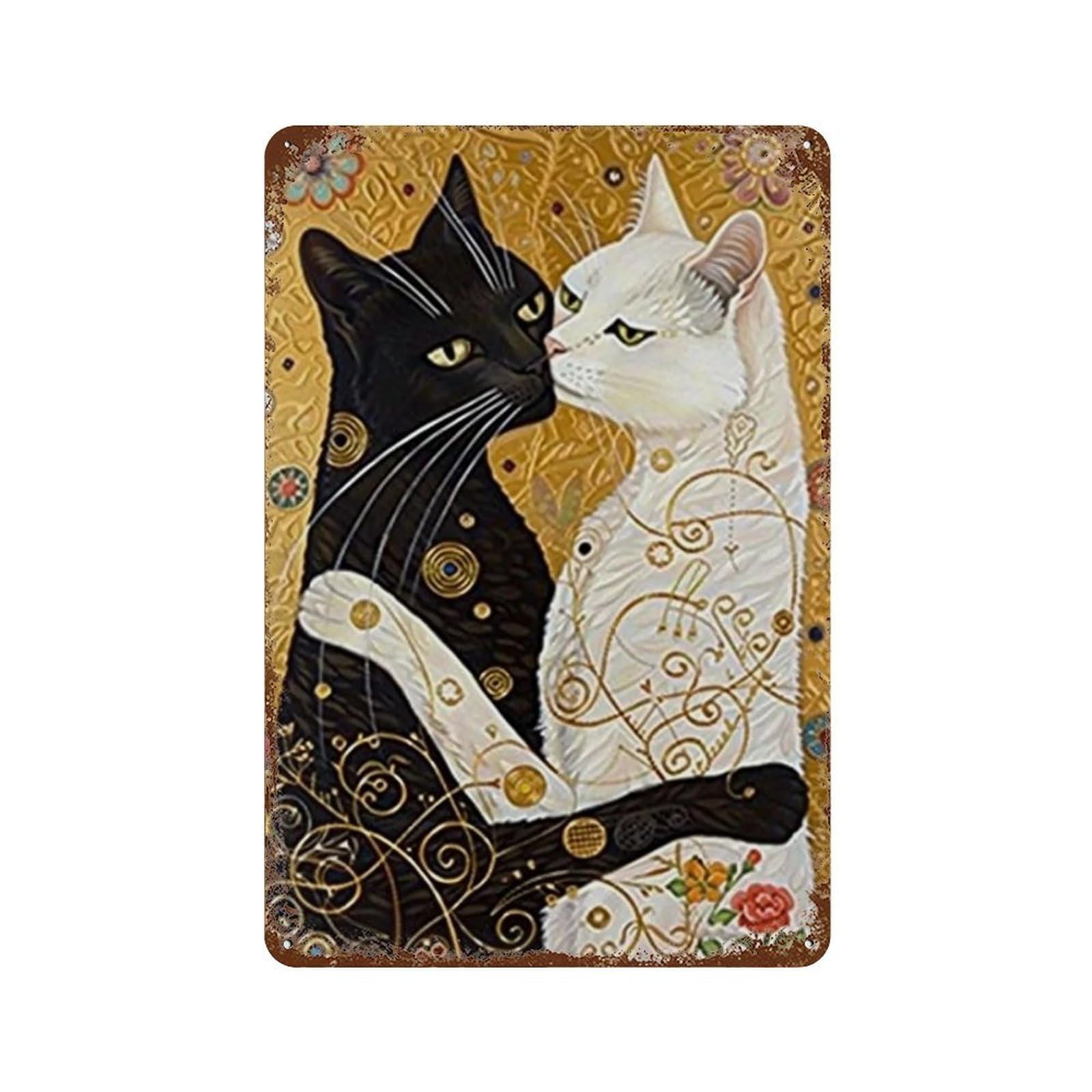 YHGERTKU The Cat's Kiss 02 Wall Art Retro Iron Vintage Metal Tin Sign Poster Modern Decor for Living Rooms Gift 30x20cm