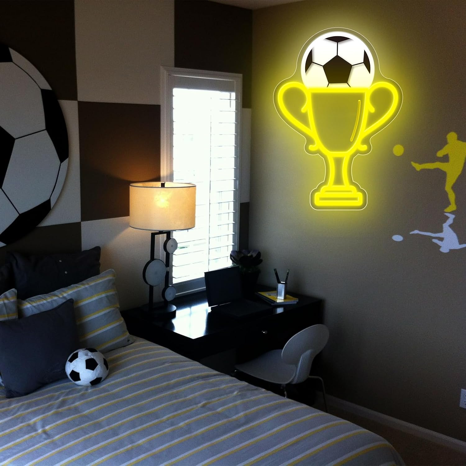 Soccer Neon Sign, Goal Neon Light for Wall Decor, Powered by USB Sport Theme Light Up Sign for Boys Girls Kids Game Room Bedroom Club Decor Kids Gifts