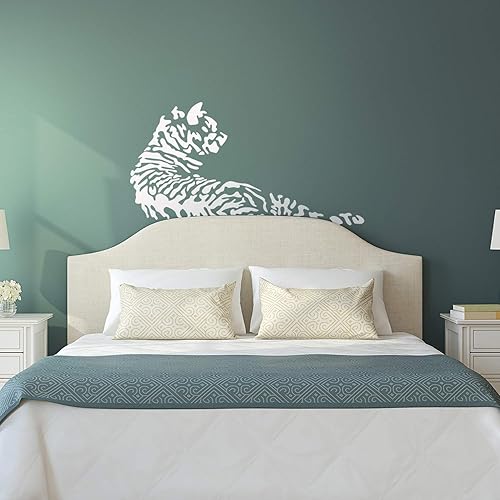 Miniatura 2 de Calcomanía de vinilo para pared, diseño de tigre acostado, 22 x 39.5 pulgadas, diseño moderno de animales de selva con temática de safari para el