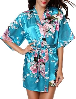 Peacock Satin Kimono Robe Bridesmaid Robes/ Wedding Robe/ Bride Robe Sleepwear