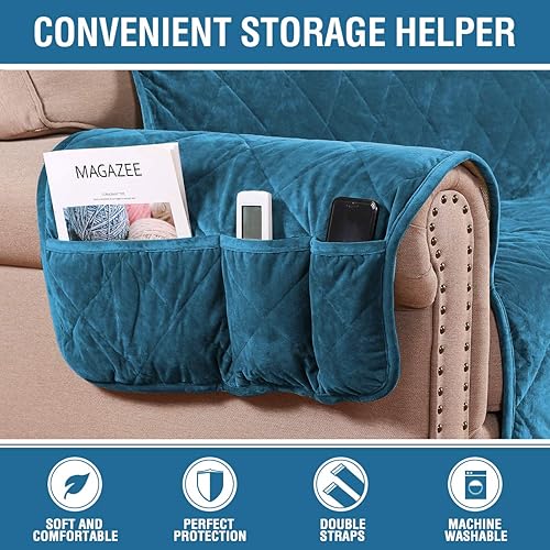 Vista 14 de H.VERSAILTEX Fundas reclinables acolchadas de terciopelo grueso para silla reclinable, funda de sofá reclinable con respaldo antideslizante y correa