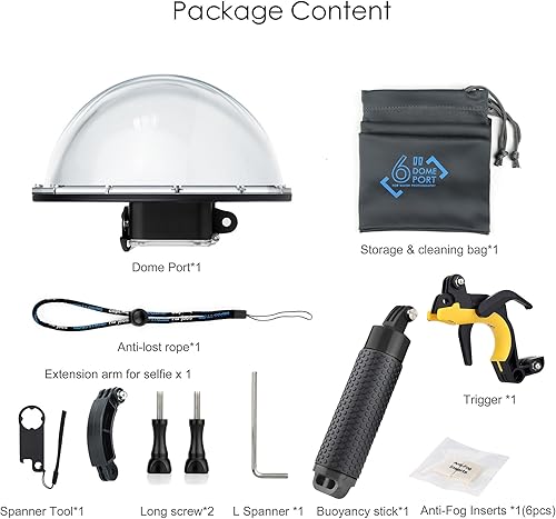 Miniatura 9 de YALLSAME Cúpula para GoPro 8 Funda impermeable con ventana de pantalla frontal, agarre de mano flotante, gatillo de buceo subacuático, esnórquel,